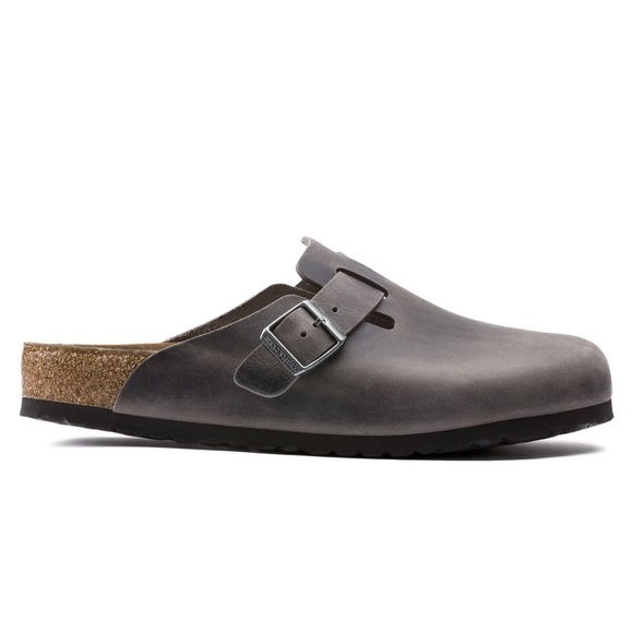 Birkenstock Men\'s Boston Soft Footbed Oiled Leather Clog in Iron Grey main image 6